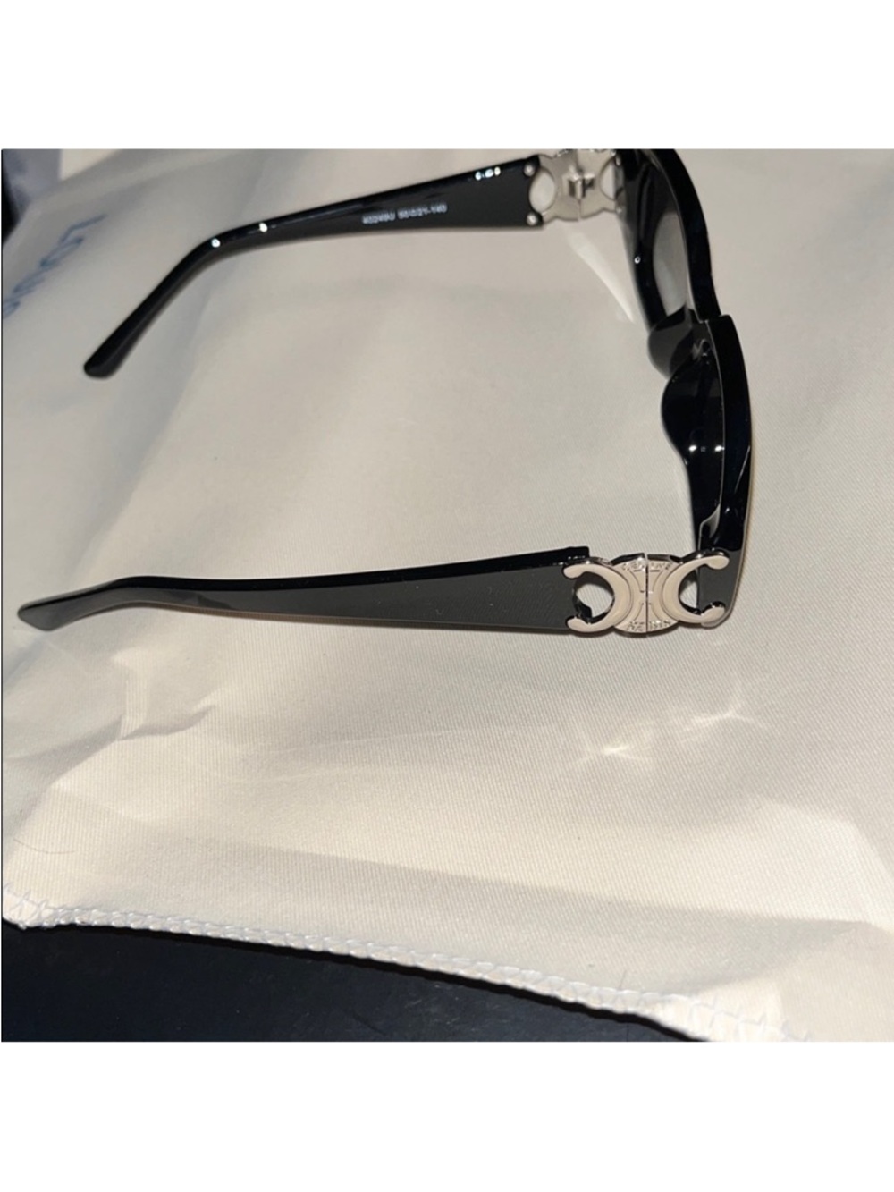 Celine Black Rectangular Women's Sunglasses - Picture 7 of 7